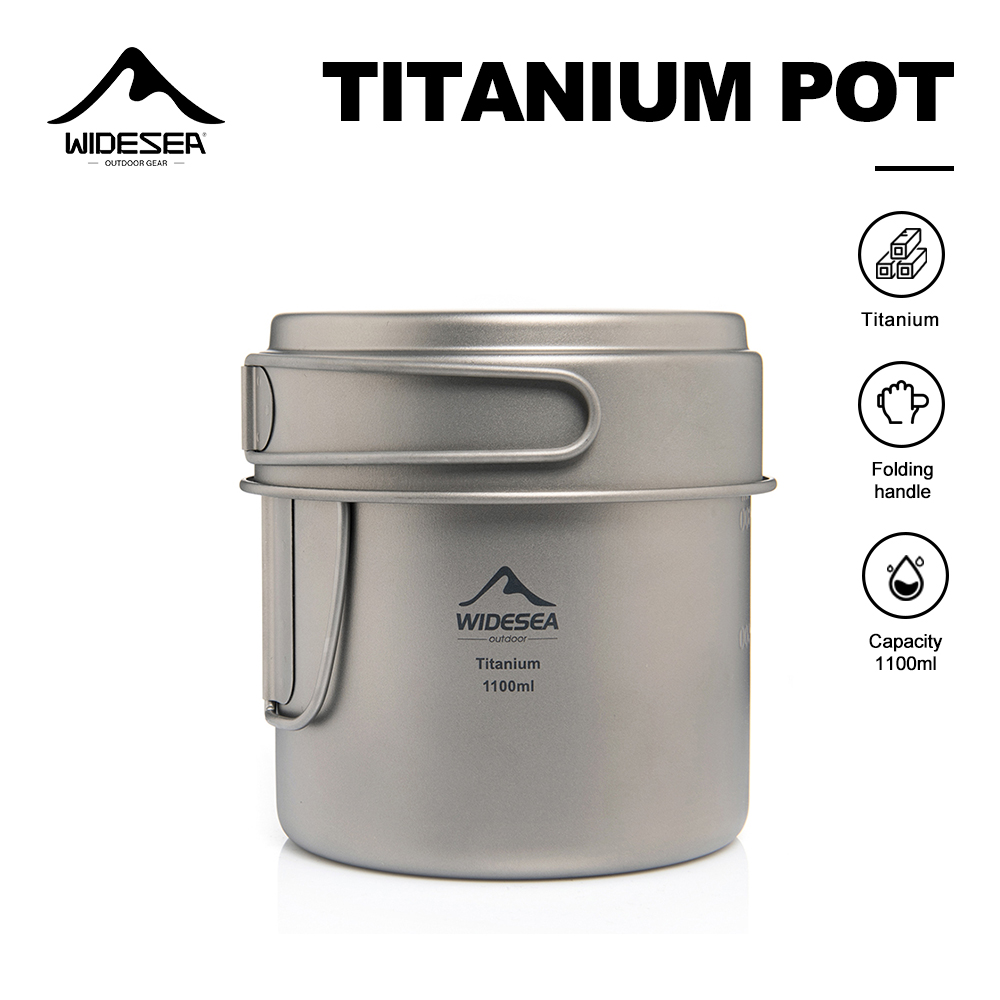 Camping Cooking Utensils Kit - Widesea Ultralight Titanium Camping Pot 1100ml