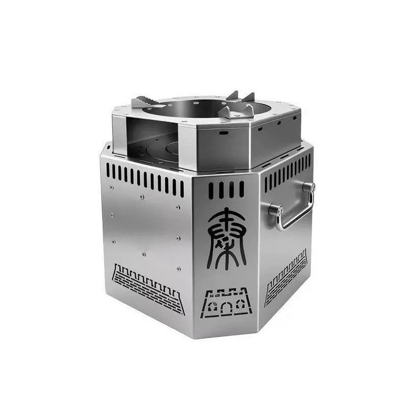 Camping Cooking Fire Stove - Stainless Steel Wood Stove, Smokeless Gasification