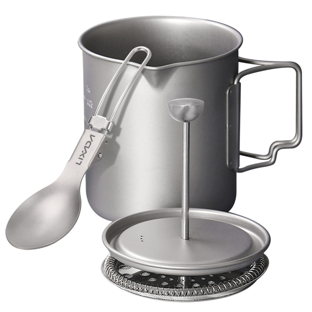 Camping Cooking Utensils Kit - Lixada 750ml Titanium Coffee Cup Mug