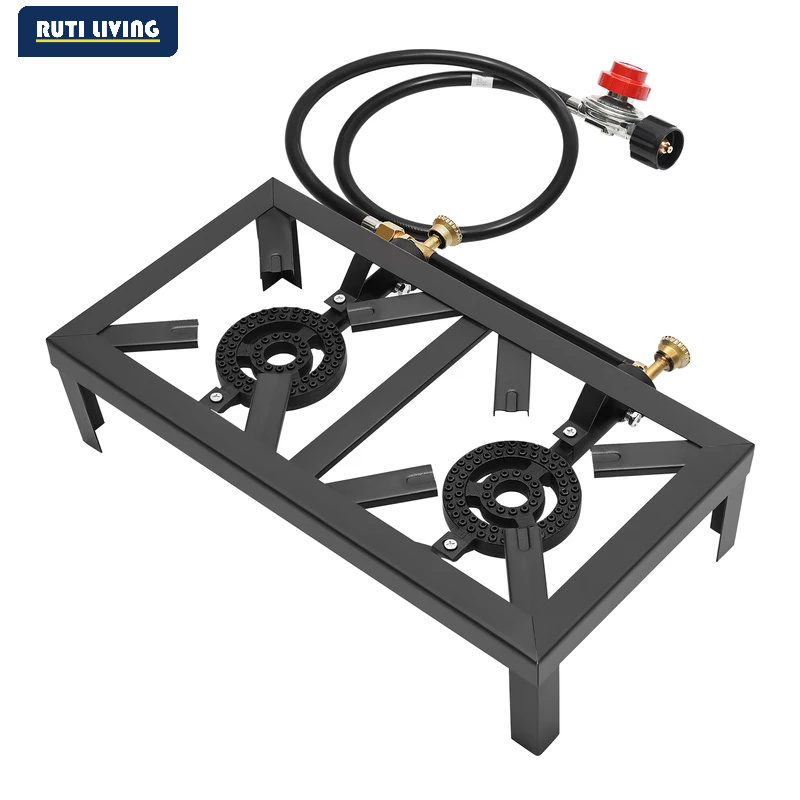 Cooking On Camping Stove - Portable 1/2 Burner Outdoor Gas Stove