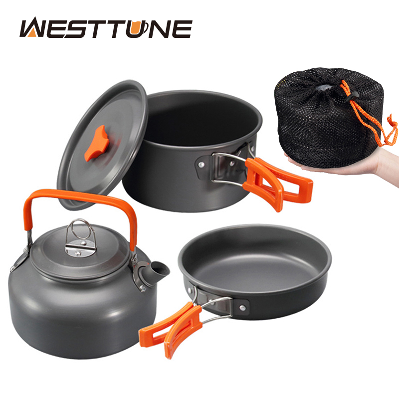 Camping Cooking Rice - WESTTUNE Camping Cookware Kit Aluminum Outdoor