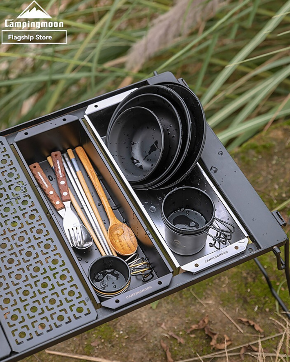 Camping Cooking Box - CAMPINGMOON BKCK-11 Titanium plated tableware storage