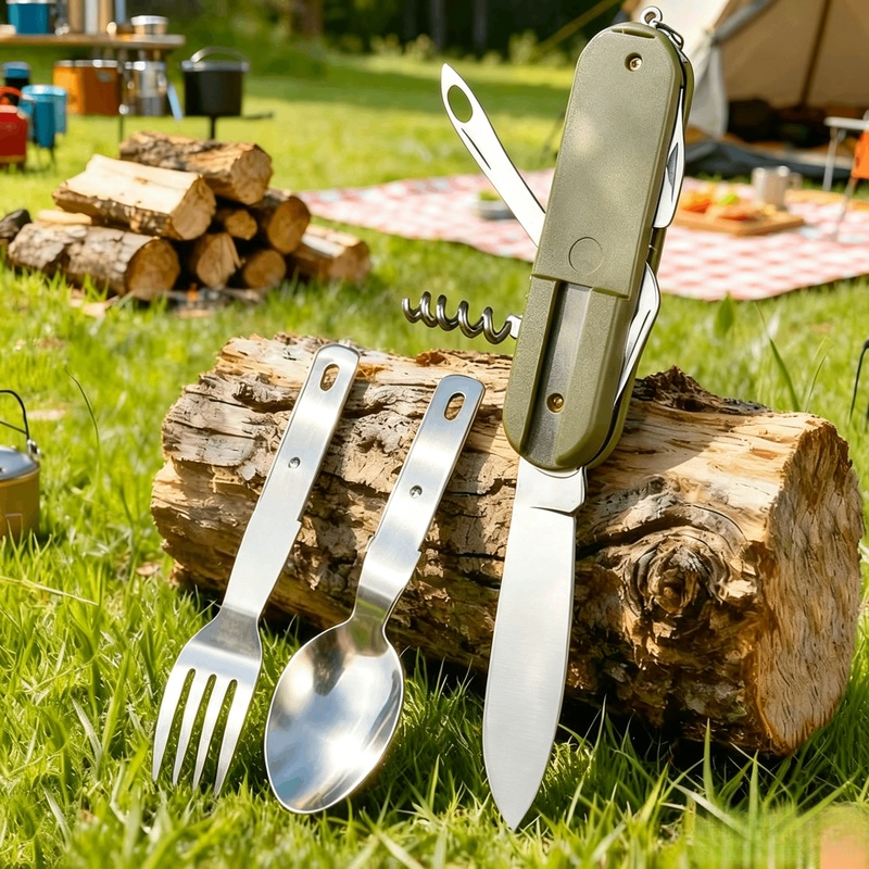 Stainless Steel 7 in 1 Camping - đánh giá và giá Camping Cooking Cutlery Set