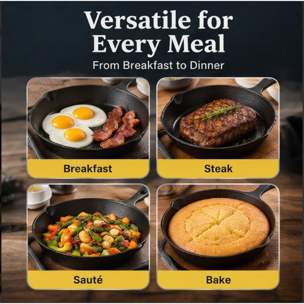 3-Piece Cast Iron Skillet Set, - đánh giá và giá Skillet Cast Iron Camp