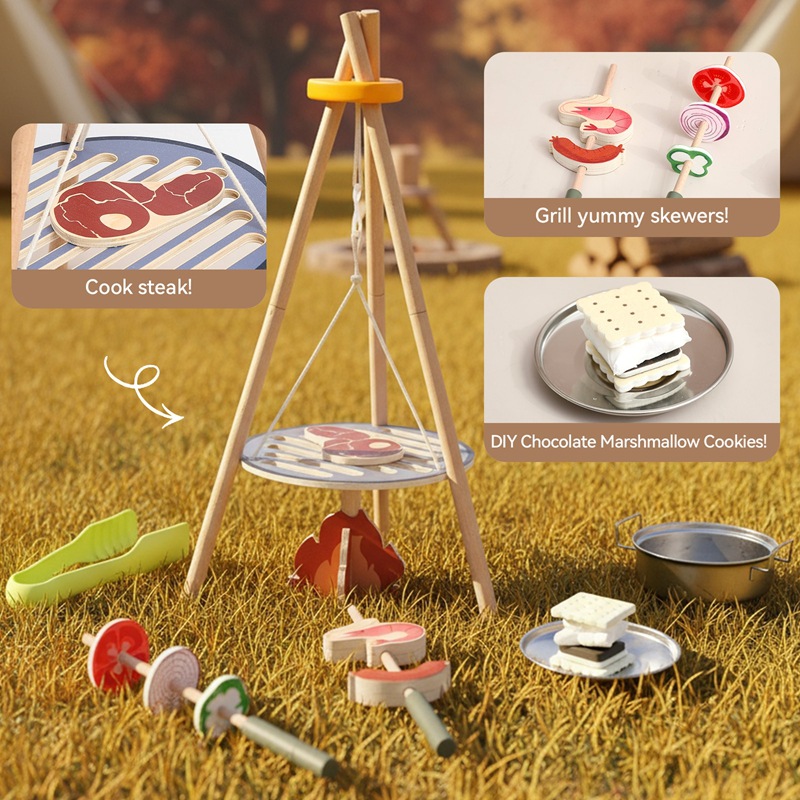 Wooden Kids Camping Barbecue T - đánh giá và giá Camping Cooking With Kids