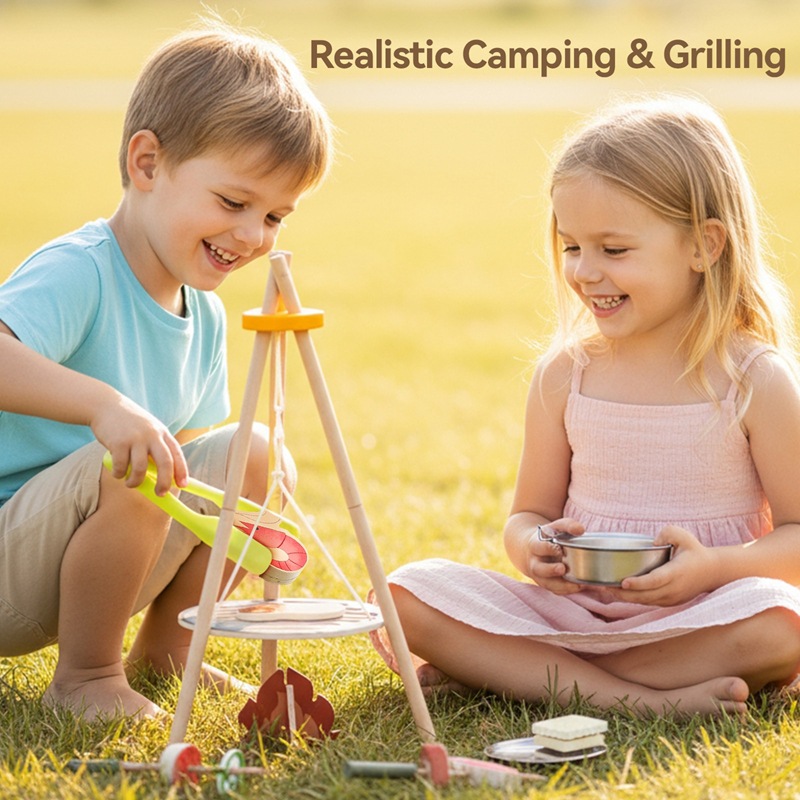 Wooden Kids Camping Barbecue T - đánh giá và giá Camping Cooking With Kids