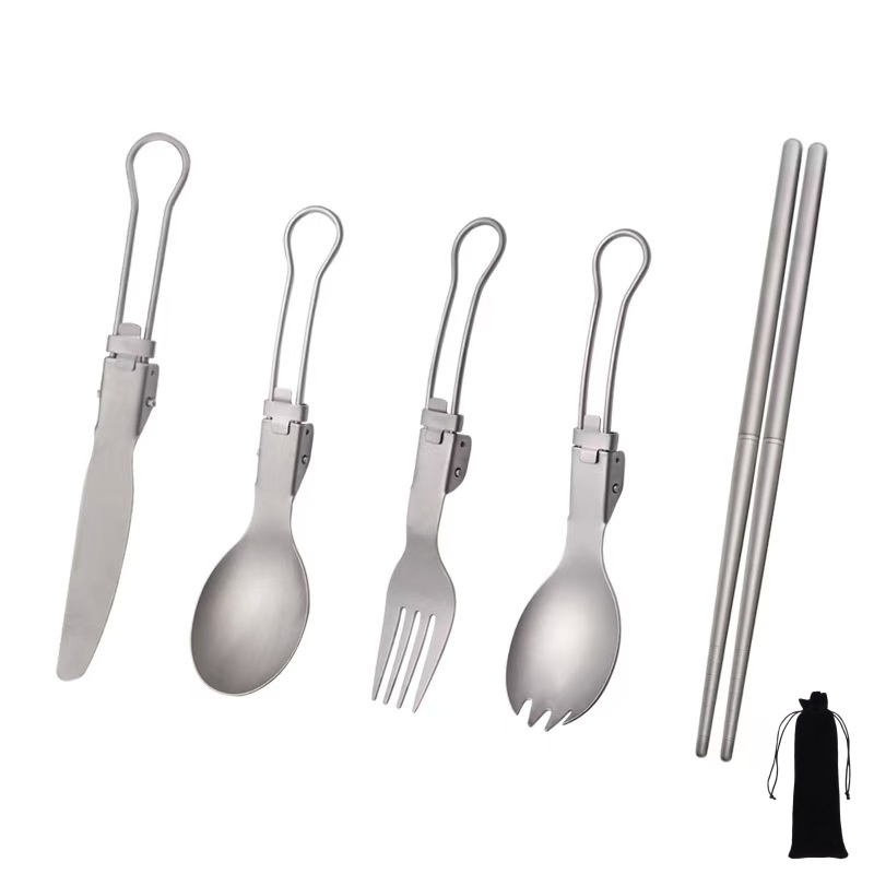 Titanium Foldable Utensil Set  - đánh giá và giá Camping Cooking Cutlery Set