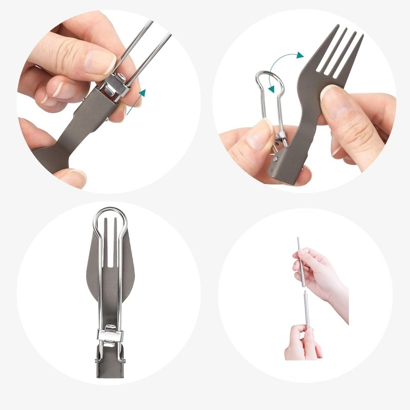 Titanium Foldable Utensil Set  - đánh giá và giá Camping Cooking Cutlery Set
