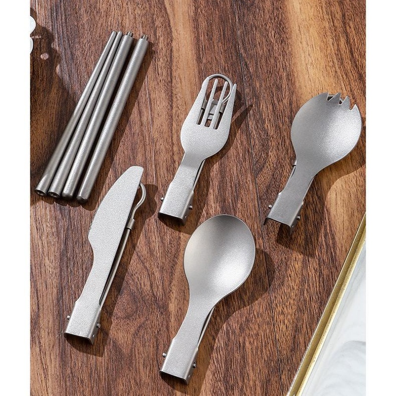 Titanium Foldable Utensil Set  - đánh giá và giá Camping Cooking Cutlery Set