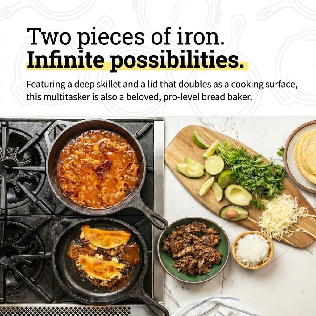 2-in-1 Cast Iron Combo Cooker: - đánh giá và giá Skillet Cast Iron Camp