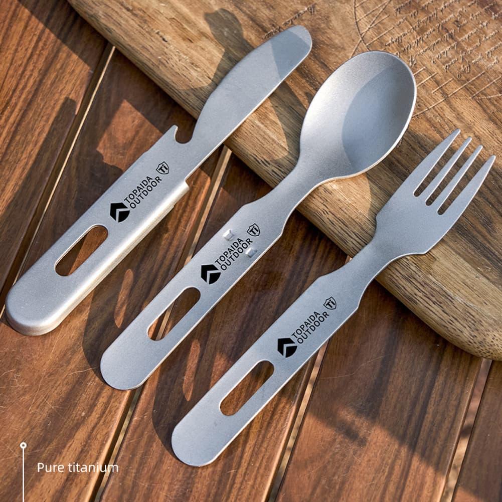 3 in 1 Titanium Camping Fork S - đánh giá và giá Camping Cooking Cutlery Set
