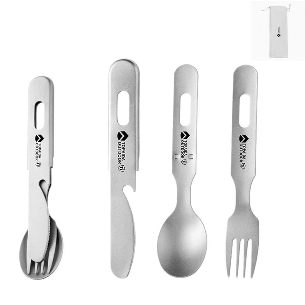3 in 1 Titanium Camping Fork S - đánh giá và giá Camping Cooking Cutlery Set