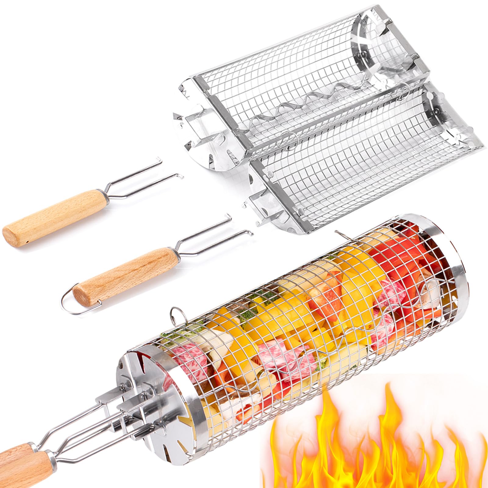 BUYYES Rolling Grill Basket BB - đánh giá và giá Camping Cooking Basket